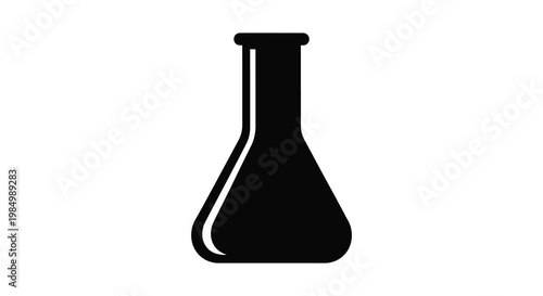 A stark black silhouette of a conical flask laboratory equipment silhouette