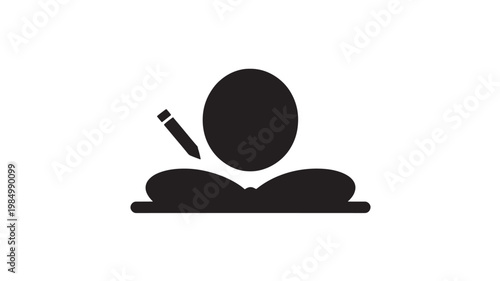 Meditation Silhouette With Pencil Mindfulness Creativity Zen Wellness Icon Black Vector