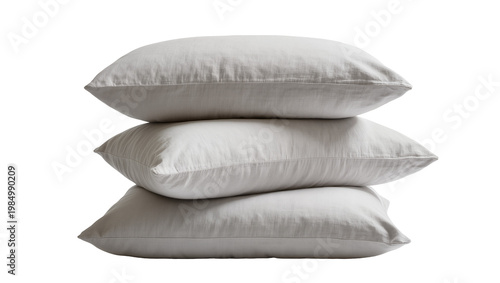 Картината върху платно Stack of three soft linen pillows, isolated on transparent background