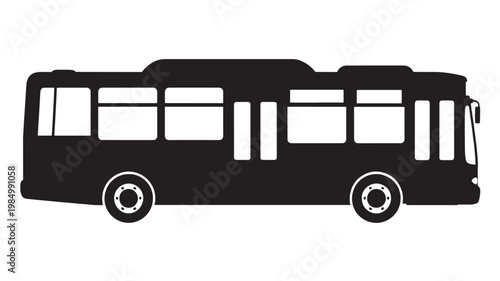 Bus Icon Black Silhouette Public Transport Vehicle Symbol Urban Transit Minimal Vector for Travel and City Infrastructure