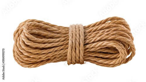 Quadro su tela Thick natural fiber rope bundle tied with a thinner rope, isolated on transparen