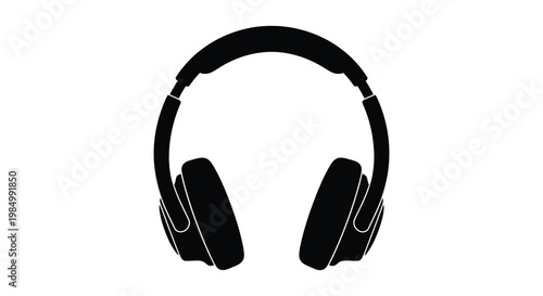 A striking black silhouette of modern over ear headphones simple and elegant silhouette