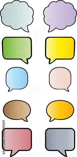Set of colorful speech bubble icons vector illustration, chat message dialogue box collection