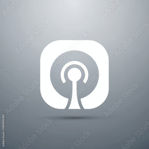 White Podcast Icon on a Subtle Gray Background.