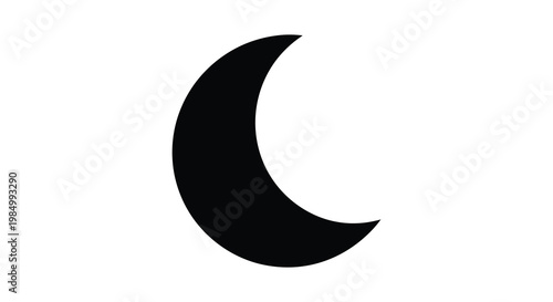 A dark crescent moon shape against a white backdrop a striking silhouette