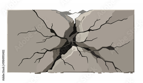 Seismic wall fracture damage vector illustration