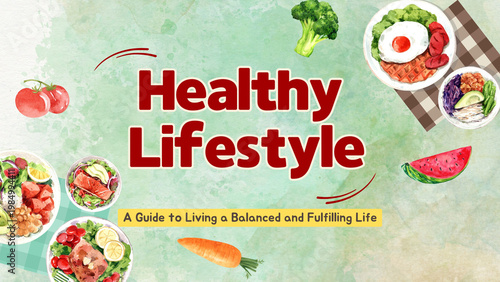 Green and Red Illustrative Watercolor Healthy Lifestyle Presentation 