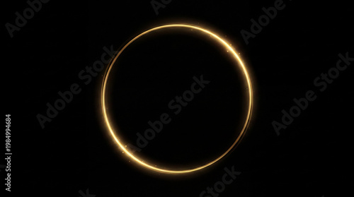 Foto golden glowing ring light on black background
