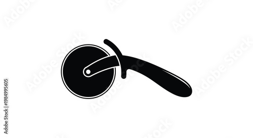 A stark black silhouette of a pizza cutter a kitchen essential silhouette