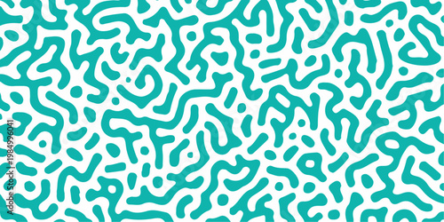 Abstract turquoise reaction diffusion pattern on white background, organic turing maze lines vector texture