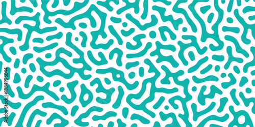 Abstract turquoise reaction diffusion pattern on white background, organic turing maze lines vector texture
