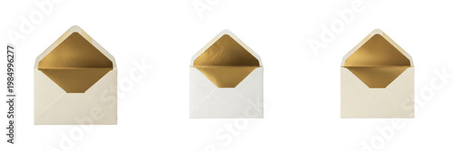Fotografía Set of Elegant White and Cream Envelopes with Luxury Gold Foil Interior Lining I