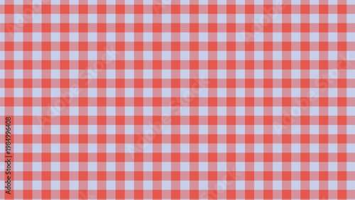 A cheerful seamless plaid pattern presents a bright combination of coral red and soft blue squares, perfect for spring