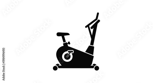 Black exercise bike graphic design with a circular logo a striking silhouette