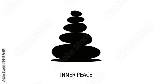 Black silhouette of a balanced stone stack for zen and meditation concept.