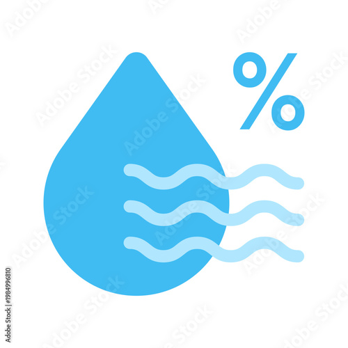 Humidity level water drop percentage weather flat color icon
