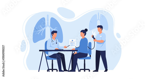 Doctor Examining Patient with Lungs Background, Medical Consultation