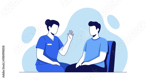 Doctor examining patient's breathing, medical consultation, respiratory health check