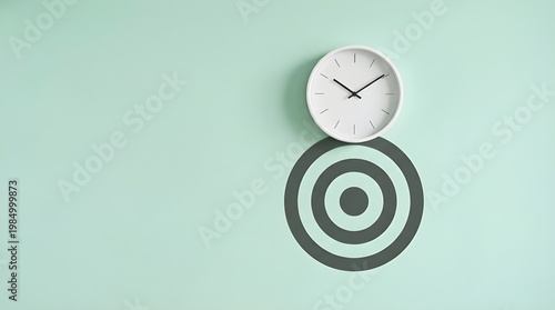 Clock Casting a Shadow on a Target, Symbolizing Timely Goal Achievement and Strategic Planning