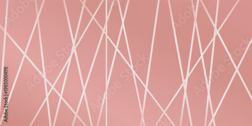 Abstract geometric golden pink gradient lines background. Abstract rose golden random chaotic lines with many squares and triangles shape background.