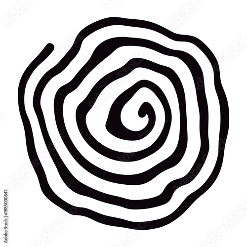 Spiral Motif: A minimalist black spiral, its fluid curves creating a sense of dynamic flow and subtle visual depth. The striking contrast between light and dark evokes a timeless aesthetic.