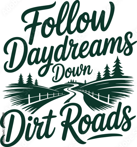 Follow Daydreams Down Dirt Roads on transparent for road trip and winding road