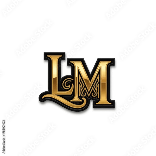 Elegant Golden LM Monogram Logo Design.