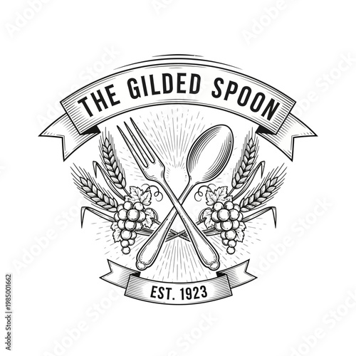 The Gilded Spoon Vintage Restaurant Logo Design.