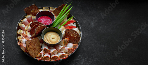 Ukrainian Snacks With Lard Dark