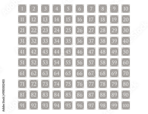 正方形と三角形を使った数字のデザイン 1~100