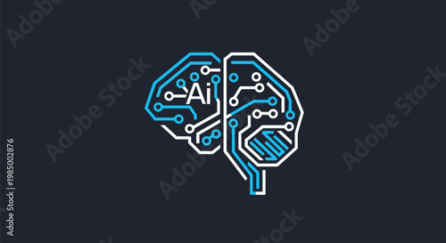 Artificial Intelligence Brain Circuit Board Digital Concept.
