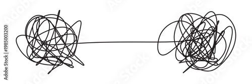 Chaos to harmony brain illustration with tangled thoughts transforming into heart centered calm mind, emotional balance concept, mental health healing, stress relief and self awareness in eps 10.