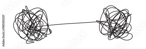 Chaos to harmony brain illustration with tangled thoughts transforming into heart centered calm mind, emotional balance concept, mental health healing, stress relief and self awareness in eps 10.