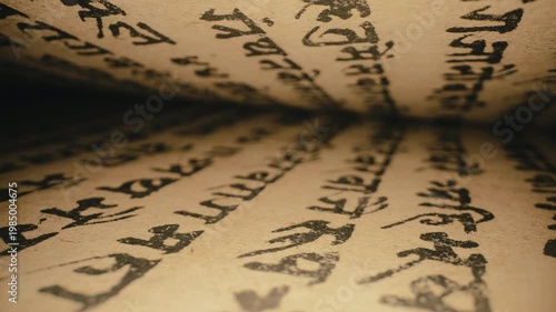 Old Vintage Handwritten Scriptures On Sanskrit. Exploring Sacred Vedic Knowledge