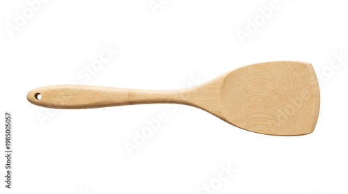 Fotografie Natural bamboo spatula with hanging hole, isolated on transparent background