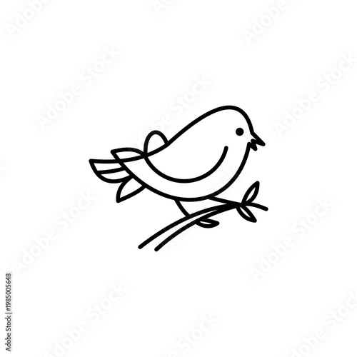 bird logo vector line outline monoline art icon - Vector