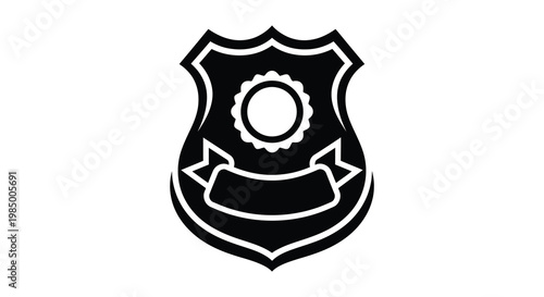 Detailed police badge design with ornamental features a striking silhouette