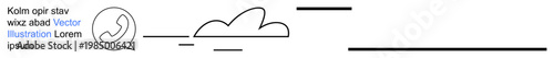 Communication, cloud computing, digital services, data sharing, messaging apps, minimalistic technology. Abstract cloud and speech bubble icon connected by lines. Communication and cloud computing