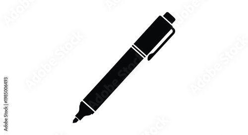 A striking black marker pen illustration presented as a dark silhouette