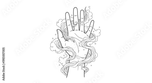 a hand with smoke and tendrils.