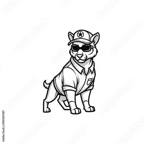Cool Cartoon Dog Wearing Sunglasses and Cap.