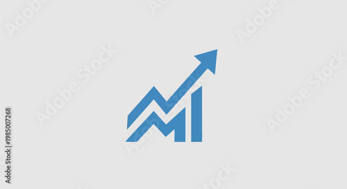 Blue Arrow Graph Showing Upward Trend and Growth.