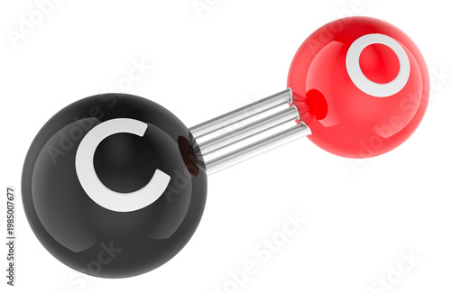Obraz na plátne Carbon monoxide molecule with triple bond. 3D rendering
