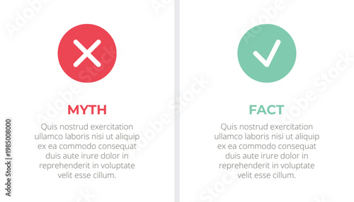Myth vs Fact Comparison Infographic with Check and Cross Icons