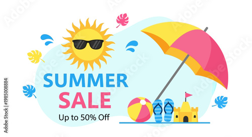 Summer Sale - Up to 50% Off Beach Vacation Essentials like Umbrellas, Beach Balls, and Sandals