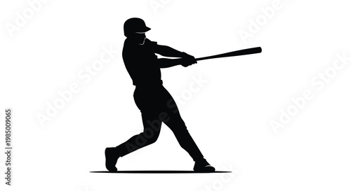 Baseball player swings a bat with dynamic motion captured in a dark silhouette