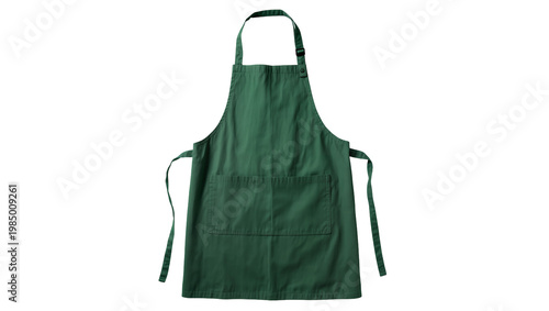 Canvastavla Dark green cotton apron with two pockets, isolated on transparent background