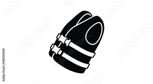 A black and white illustration of a baseball glove in a bold silhouette