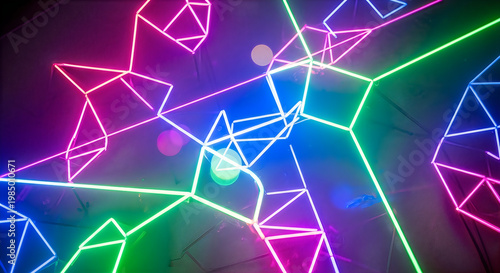 Vibrant neon lines abstract background a dynamic and colorful geometric light display