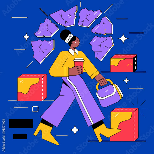 Business Woman Breaking Through Glass Ceiling Concept 